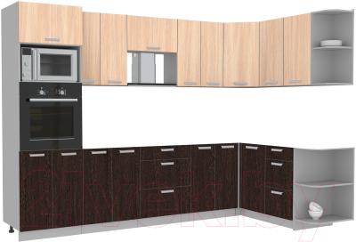 Готовая кухня Интерлиния Мила Лайт 1.68x3.0 правая без столешницы - фото