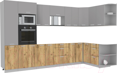 Готовая кухня Интерлиния Мила Лайт 1.68x3.4 правая без столешницы - фото