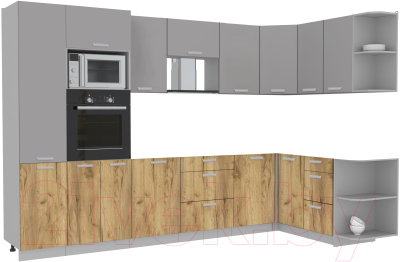 Готовая кухня Интерлиния Мила Лайт 1.68x3.2 правая без столешницы - фото
