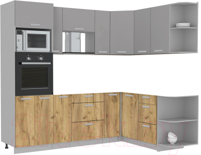 Готовая кухня Интерлиния Мила Лайт 1.68x2.4 правая без столешницы - фото