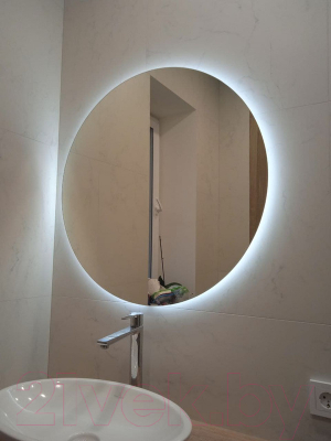 Зеркало Пекам RingFly 90x90 / ringFly-90x90dcl (с подсветкой, сенсором на взмах руки и часами)