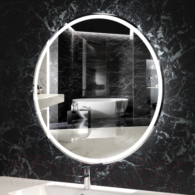 Зеркало Пекам Ring1 100x100 / ring1-100x100dcl (с подсветкой, сенсором на взмах руки и часами)