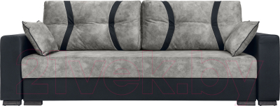 Диван KRONES Цезарь (велюр/экокожа, серый/черный) - фото