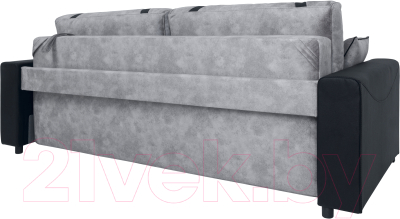 Диван KRONES Цезарь (велюр/экокожа, серый/черный)