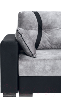 Диван KRONES Цезарь (велюр/экокожа, серый/черный)