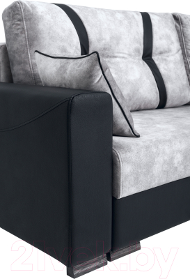 Диван KRONES Цезарь (велюр/экокожа, серый/черный)