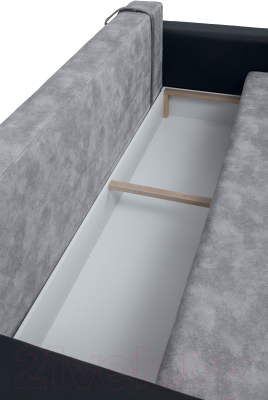 Диван KRONES Цезарь (велюр/экокожа, серый/черный)