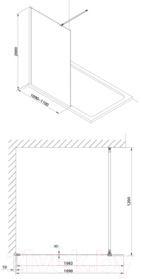Душевая стенка Omnires DNR11X BLTR