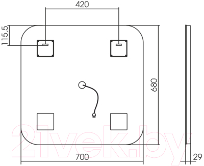 Зеркало Mixline Стив 536550 (с подсветкой)
