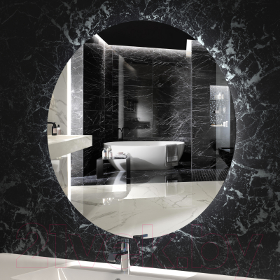 Зеркало Пекам Ring Fly 80x80 / ringFly-80x80dpcl (с подсветкой, сенсором на взмах руки, подогревом и часами)