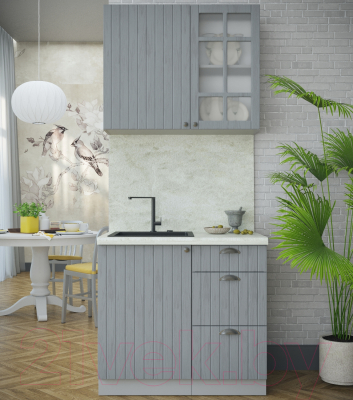 Кухонный гарнитур Интерлиния Берес 0.9А (дуб серый/опал светлый)