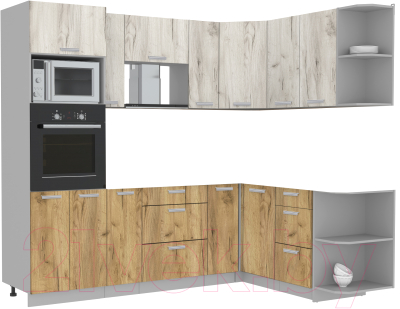 Готовая кухня Интерлиния Мила Лайт 1.68x2.4 правая без столешницы - фото