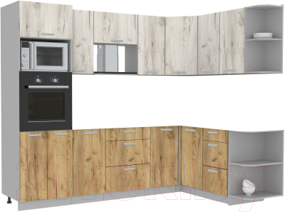 Готовая кухня Интерлиния Мила Лайт 1.68x2.6 правая без столешницы - фото