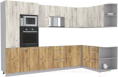Готовая кухня Интерлиния Мила Лайт 1.68x3.2 правая без столешницы - фото