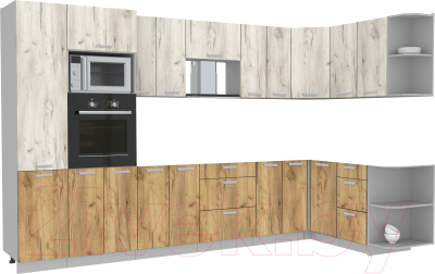 Готовая кухня Интерлиния Мила Лайт 1.68x3.4 правая без столешницы - фото