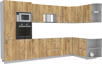 Готовая кухня Интерлиния Мила Лайт 1.68x3.4 правая без столешницы - фото