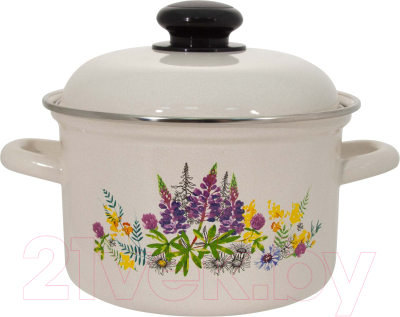 Кастрюля Лысьвенские эмали Люпины 1615АП2/4 - фото