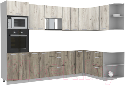 Готовая кухня Интерлиния Мила Лайт 1.68x3.0 правая без столешницы - фото