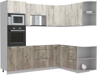 Готовая кухня Интерлиния Мила Лайт 1.68x2.4 правая без столешницы - фото