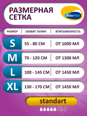 Подгузники для взрослых BelaMed Standart Large