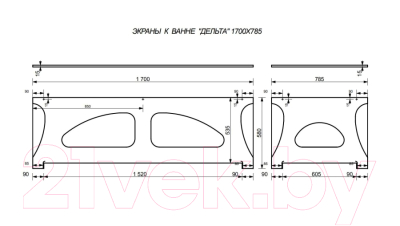 Экран для ванны Эстет Дельта 170 / ФР-00000939