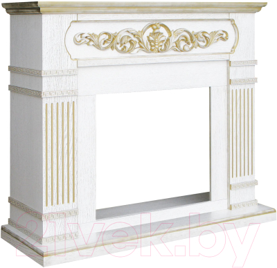 Каминокомплект Смолком San Marino MB/JUP/SYM26 + Jupiter FX N Black (белый дуб/патина золото)