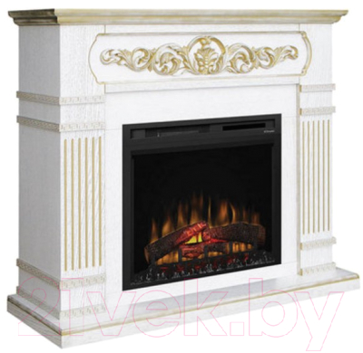 Каминокомплект Смолком San Marino MB/JUP/SYM26 + XHD28L-INT (белый дуб/патина золото)