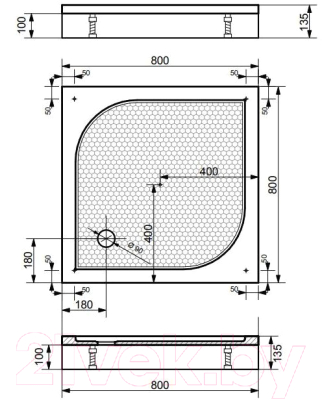 Экран для душевого поддона Эстет Гамма 80x80 / ФР-00000884