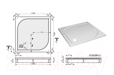 Экран для душевого поддона Эстет Гамма 100x100 / ФР-00000883