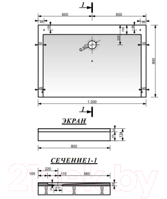 Экран для душевого поддона Эстет Каппа 120x80 / ФР-00004728