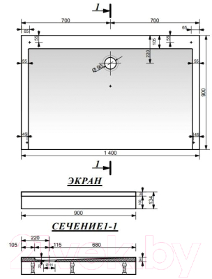 Экран для душевого поддона Эстет Каппа 140x90 / ФР-00001454