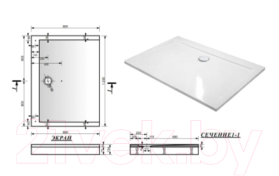 Душевой поддон Эстет Каппа 120x90 / ФР-00001131