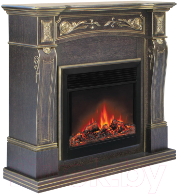 Каминокомплект Смолком Turin MB/JUP/SYM26 + Moonblaze Deluxe-s BL LT (темный орех/патина золото)