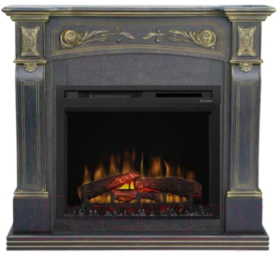 Каминокомплект Смолком Turin MB/JUP/SYM26 + XHD28L-INT (темный орех/патина золото) - фото