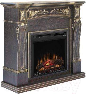 Каминокомплект Смолком Turin MB/JUP/SYM26 + XHD28L-INT (темный орех/патина золото)