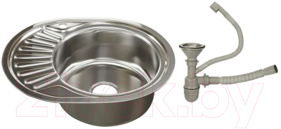 Мойка кухонная Mixline Овал R 533710 (с сифоном)