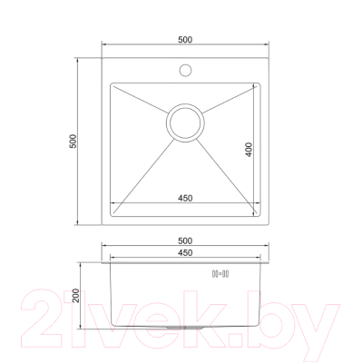 Мойка кухонная Mixline Pro 547229 (сатин, с сифоном)