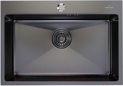 Мойка кухонная Mixline Pro 547238 (черный графит, с сифоном) - фото
