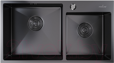Мойка кухонная Mixline Pro 547241 (черный графит, с сифоном) - фото
