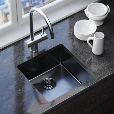 Мойка кухонная Mixline Pro 547228 (черный графит, с сифоном)