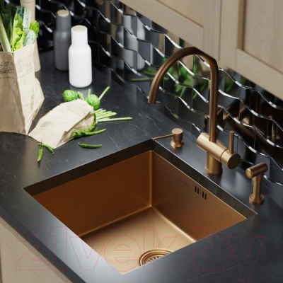 Мойка кухонная Mixline Pro 548567 (бронза, с сифоном)