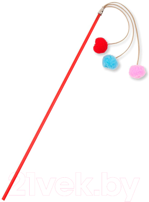 Игрушка для кошек Сибирская кошка Удочка-дразнилка с 3 шарами - фото
