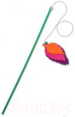 Игрушка для кошек Сибирская кошка Удочка-дразнилка Листочки - фото