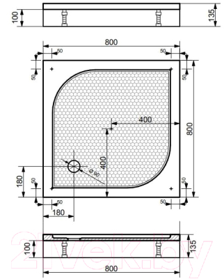 Душевой поддон Эстет Гамма 80x80 / ФР-00000757