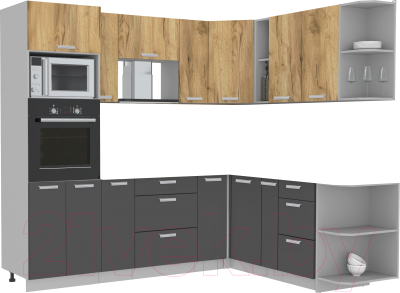 Готовая кухня Интерлиния Мила Лайт 1.88x2.4 правая без столешницы - фото