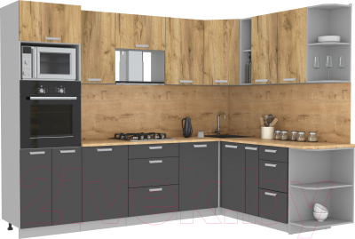 Готовая кухня Интерлиния Мила Лайт 1.88x2.8 правая без столешницы - фото