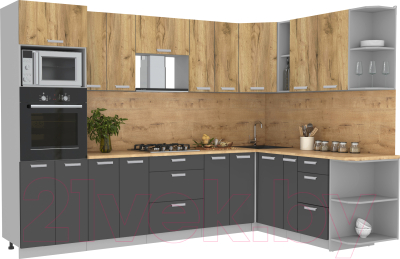 Готовая кухня Интерлиния Мила Лайт 1.88x3.0 правая без столешницы - фото