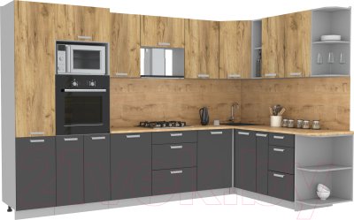 Готовая кухня Интерлиния Мила Лайт 1.88x3.2 правая без столешницы - фото