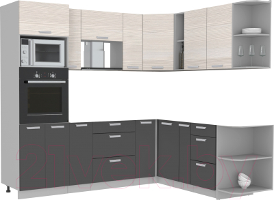 Готовая кухня Интерлиния Мила Лайт 1.88x2.4 правая без столешницы - фото