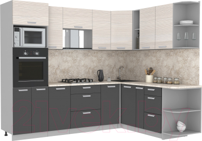 Готовая кухня Интерлиния Мила Лайт 1.88x2.6 правая без столешницы - фото